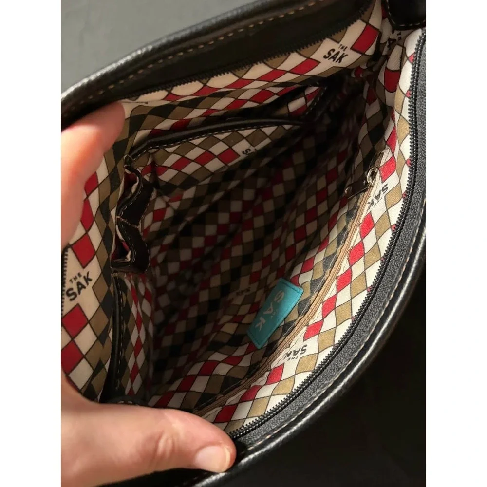 The Sak Iris Black Pebbled Genuine Leather Shoulder Bag Adjustable Strap